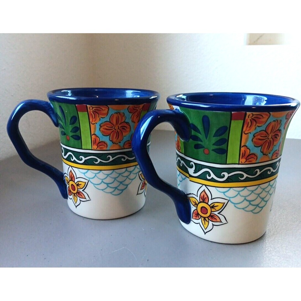 NEW Granada Lifestyle 16 oz. Coffee Mugs‎ BENITO Set of 2 Tabletops Spanish Bold